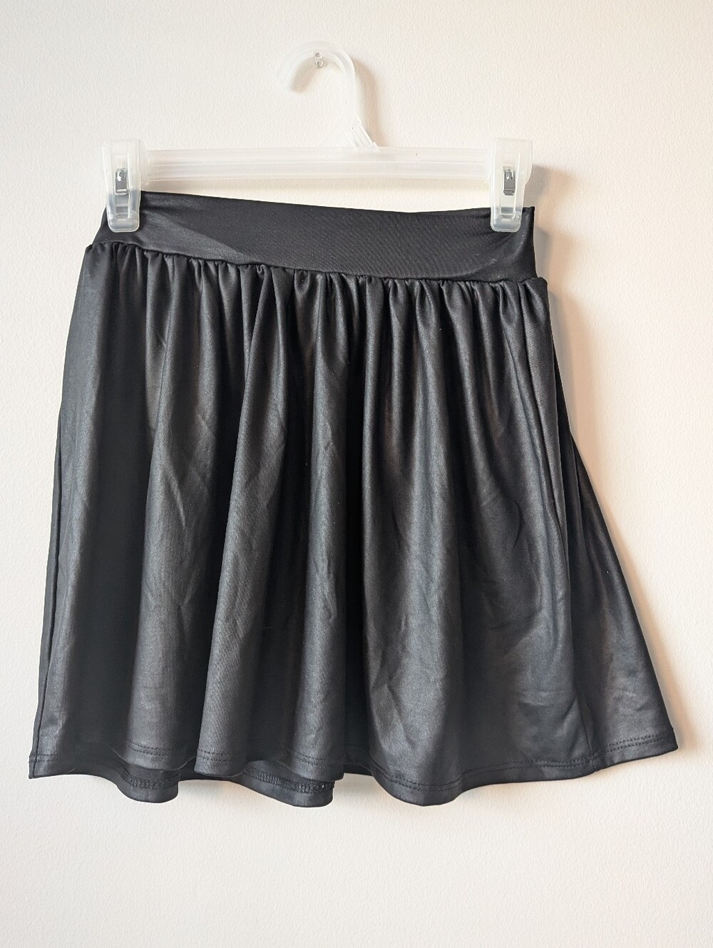 Nollie XS Black Faux Leather A-Line Mini Skirt